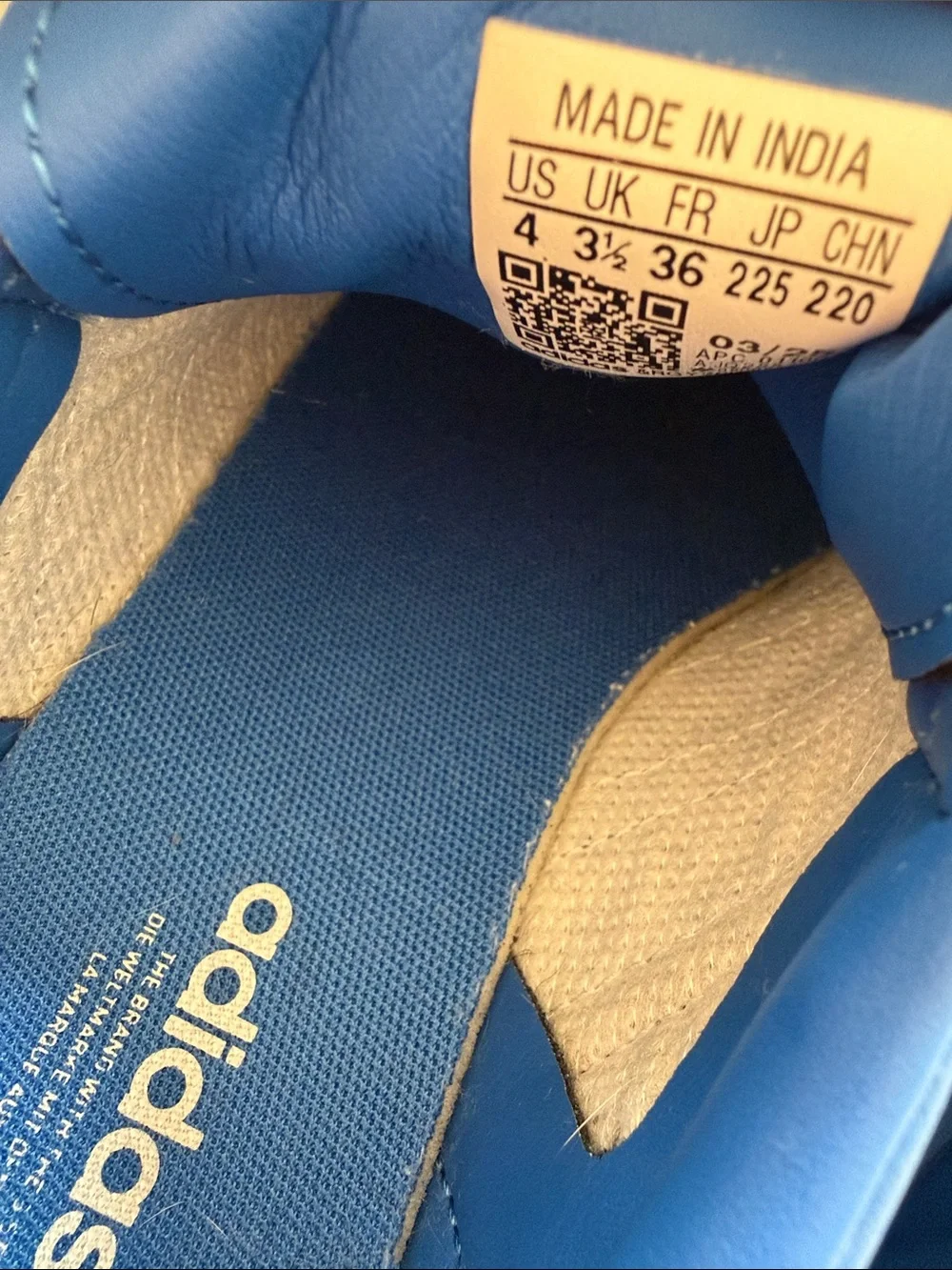 adidas Kids Blue Sneakers with White Stripes and Gum Sole